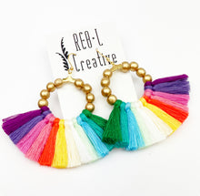 Load image into Gallery viewer, REBL OG Tassel Hoops- Beaded Rainbow
