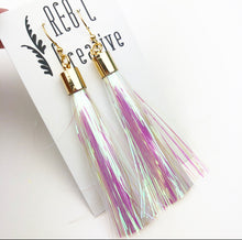 Load image into Gallery viewer, REBL Tinsel Tassel Earrings
