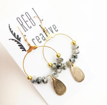 Load image into Gallery viewer, Simple Beaded Teardrops - Grey Stone
