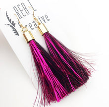 Load image into Gallery viewer, REBL Tinsel Tassel Earrings
