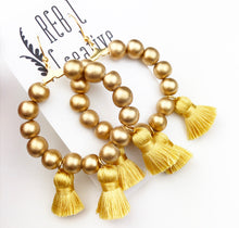Load image into Gallery viewer, Happy Tassel Hoops - Full Mustard
